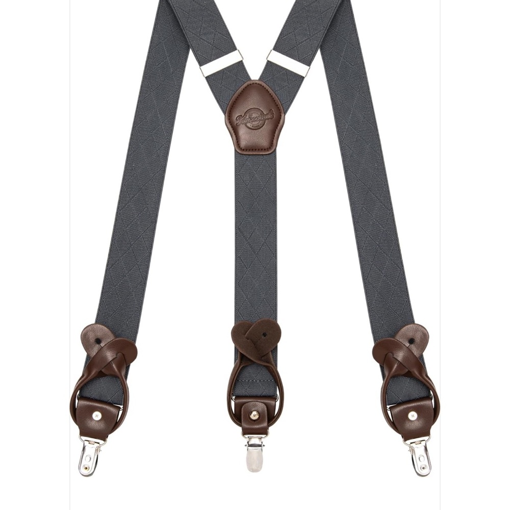 NEW Kohentact Suspenders with Clip & 6 Buttons 1.4in Y-Shape Stainless Steel